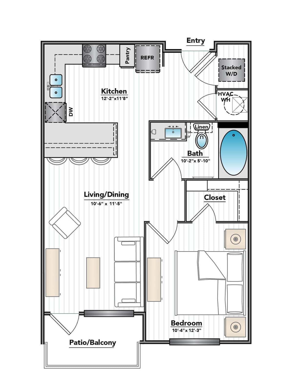 Floorplan diagram for A1, showing 1 bedroom