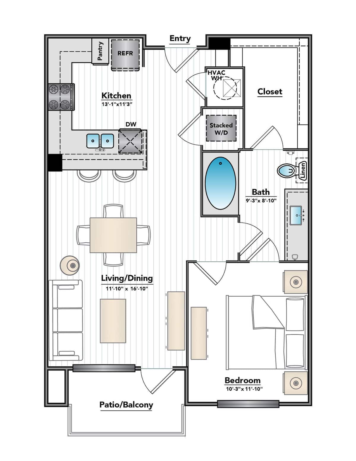 Floorplan diagram for A2, showing 1 bedroom