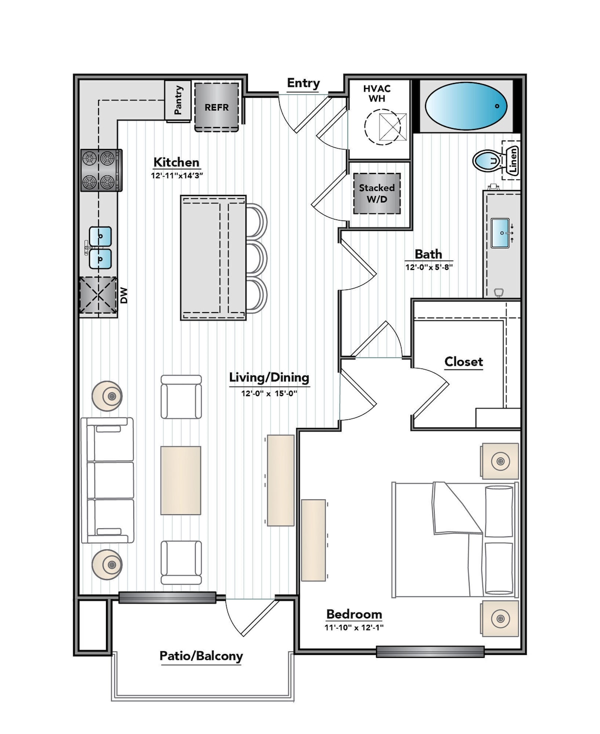 Floorplan diagram for A3, showing 1 bedroom