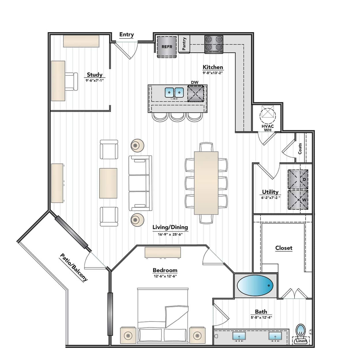 Floorplan diagram for A5, showing 1 bedroom