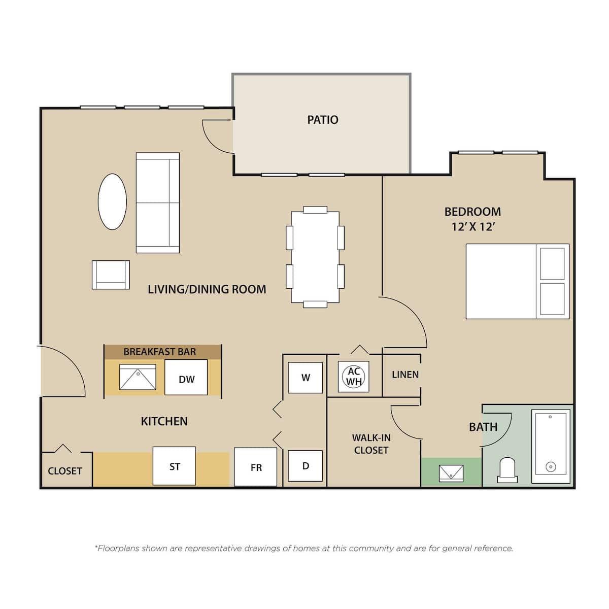 Floorplan diagram for Madison, showing 1 bedroom