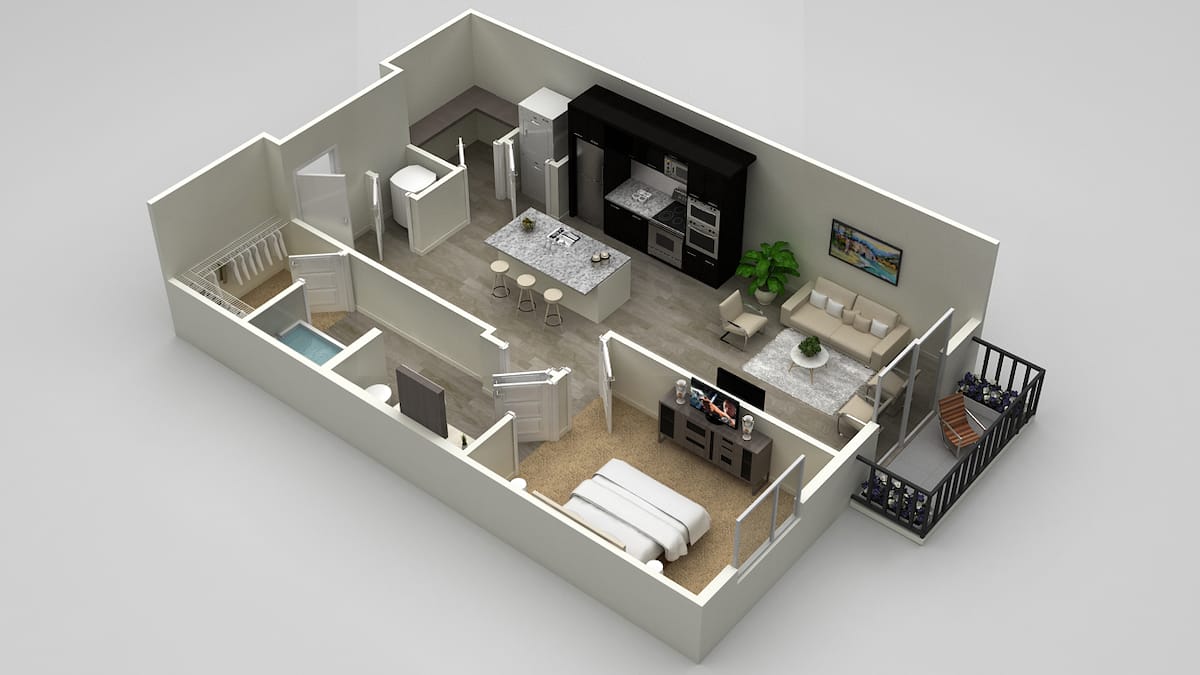 Floorplan diagram for A1B, showing 1 bedroom