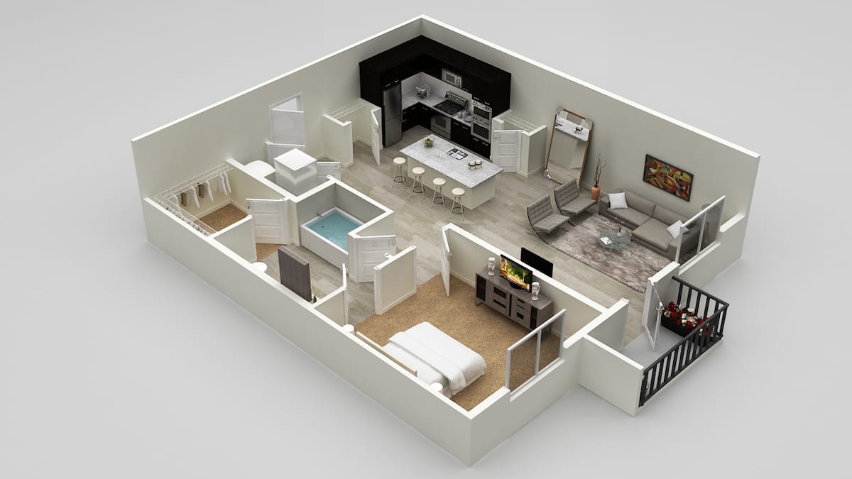 Floorplan diagram for A1C, showing 1 bedroom