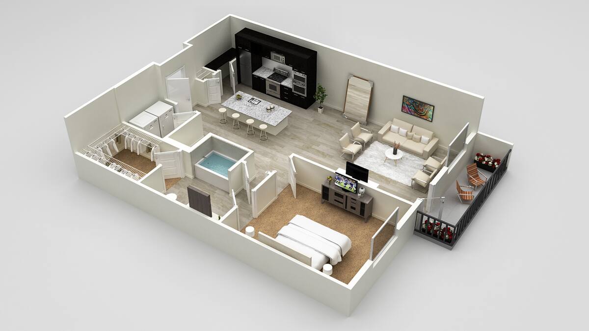 Floorplan diagram for A1D, showing 1 bedroom