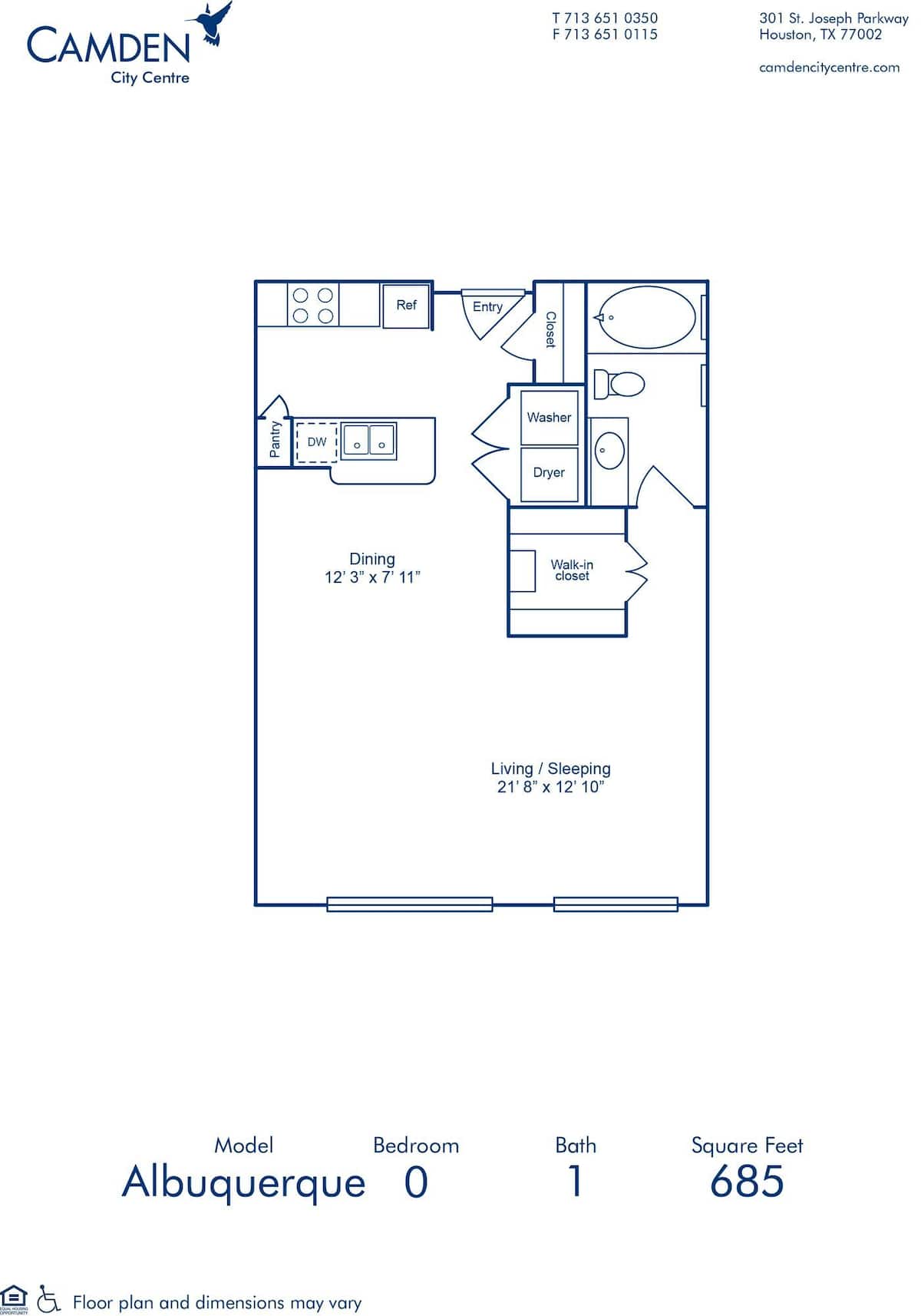 Floorplan diagram for Albuquerque, showing Studio