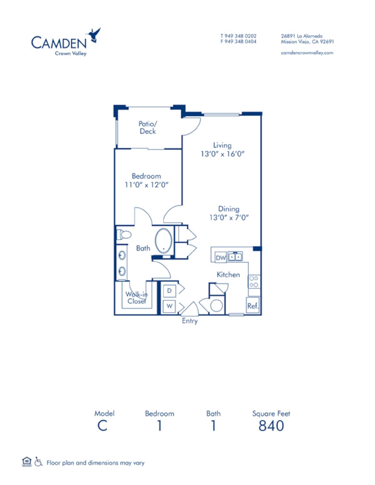 Floorplan diagram for C, showing 1 bedroom