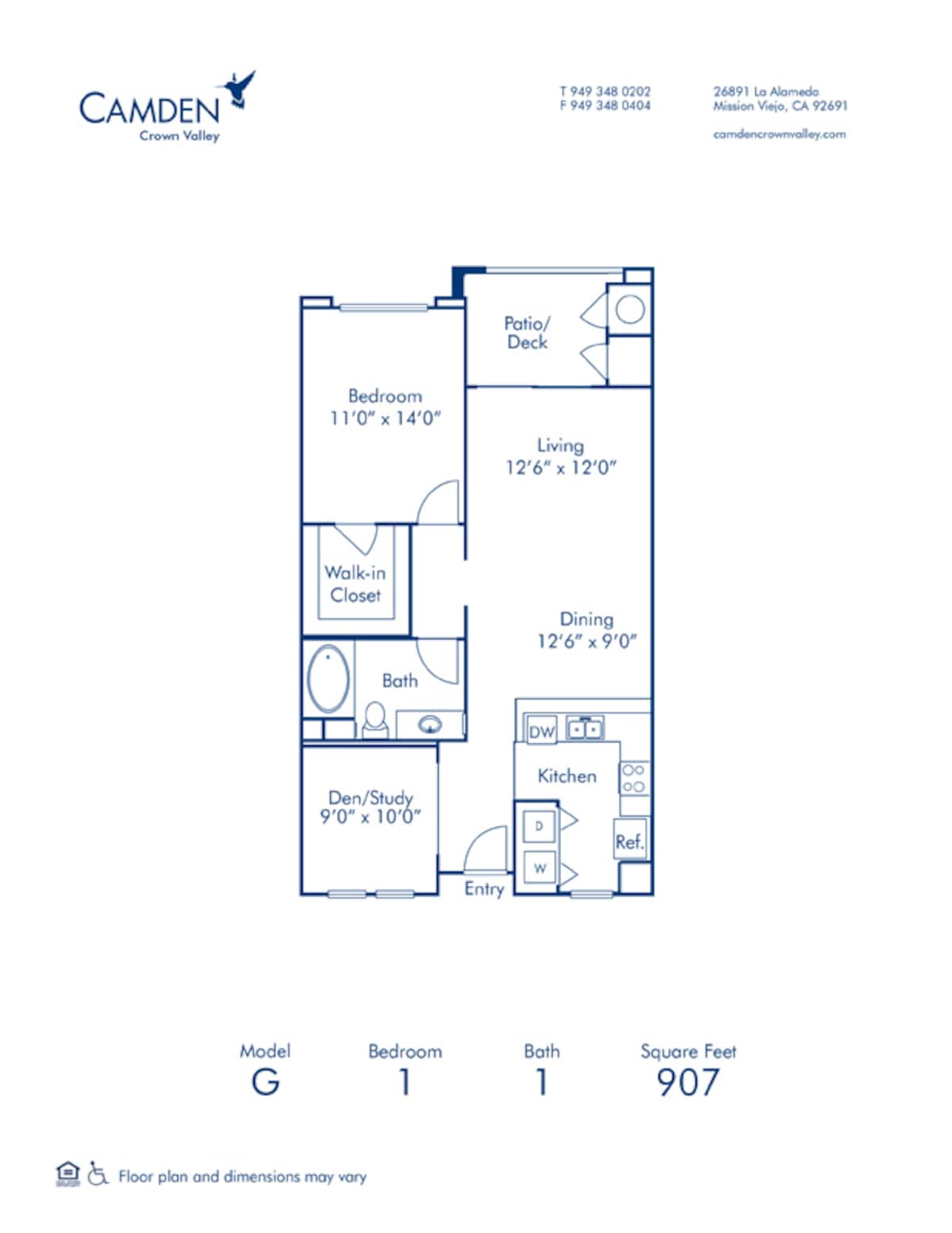 Floorplan diagram for G, showing 1 bedroom