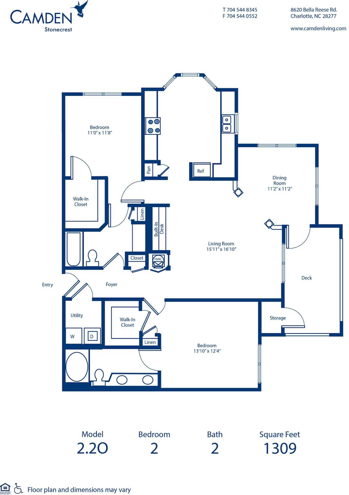 Floorplan diagram for 2.2O, showing 2 bedroom