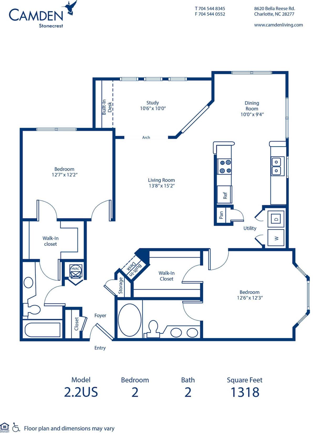 Floorplan diagram for 2.2 Flex Space, showing 2 bedroom