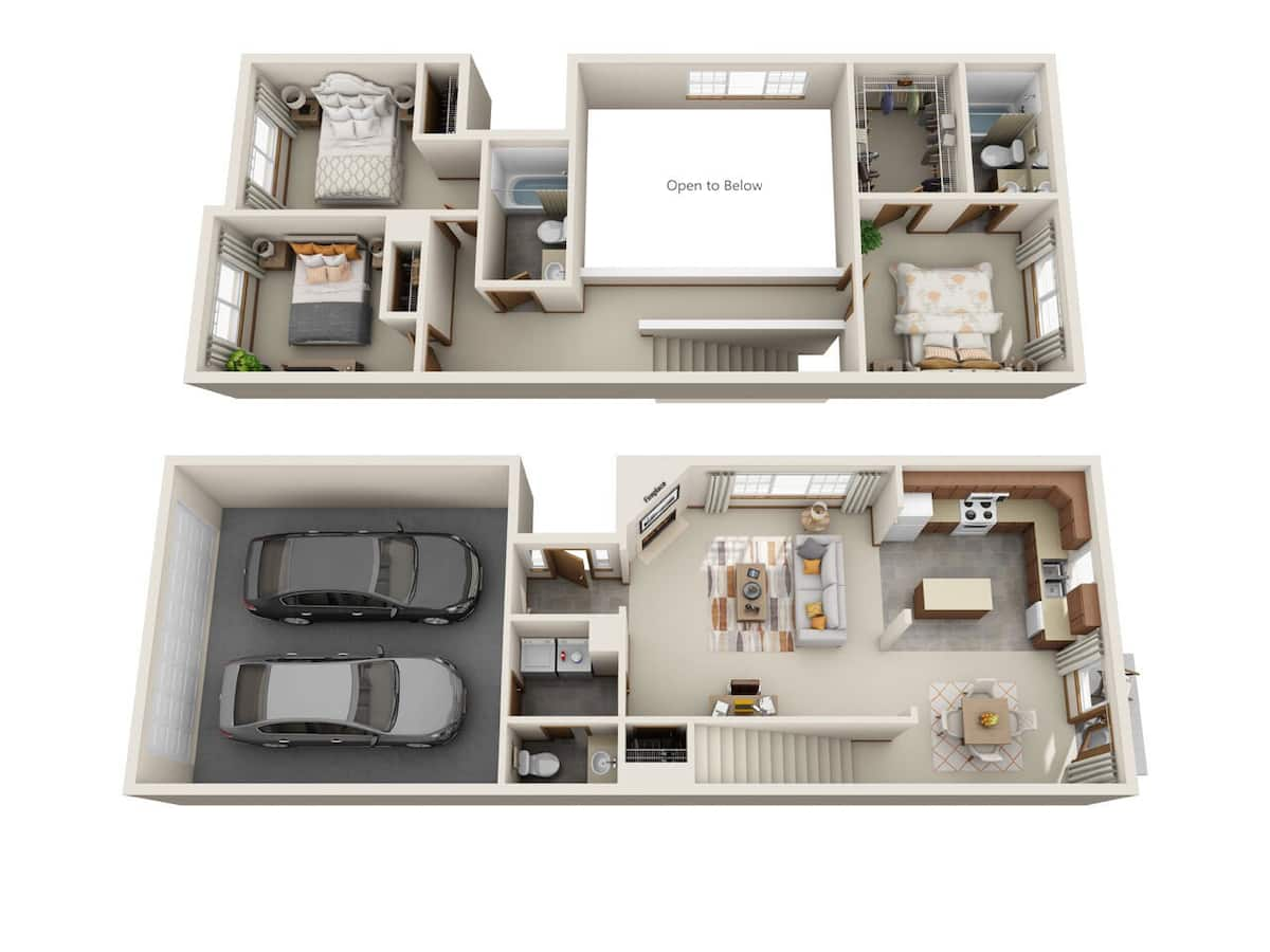 Floorplan diagram for Ponderosa 1500, showing 3 bedroom