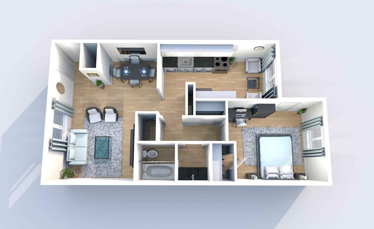 Floorplan diagram for A3 1x1	, showing 1 bedroom