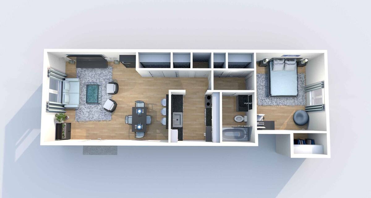 Floorplan diagram for A4 1x1	, showing 1 bedroom