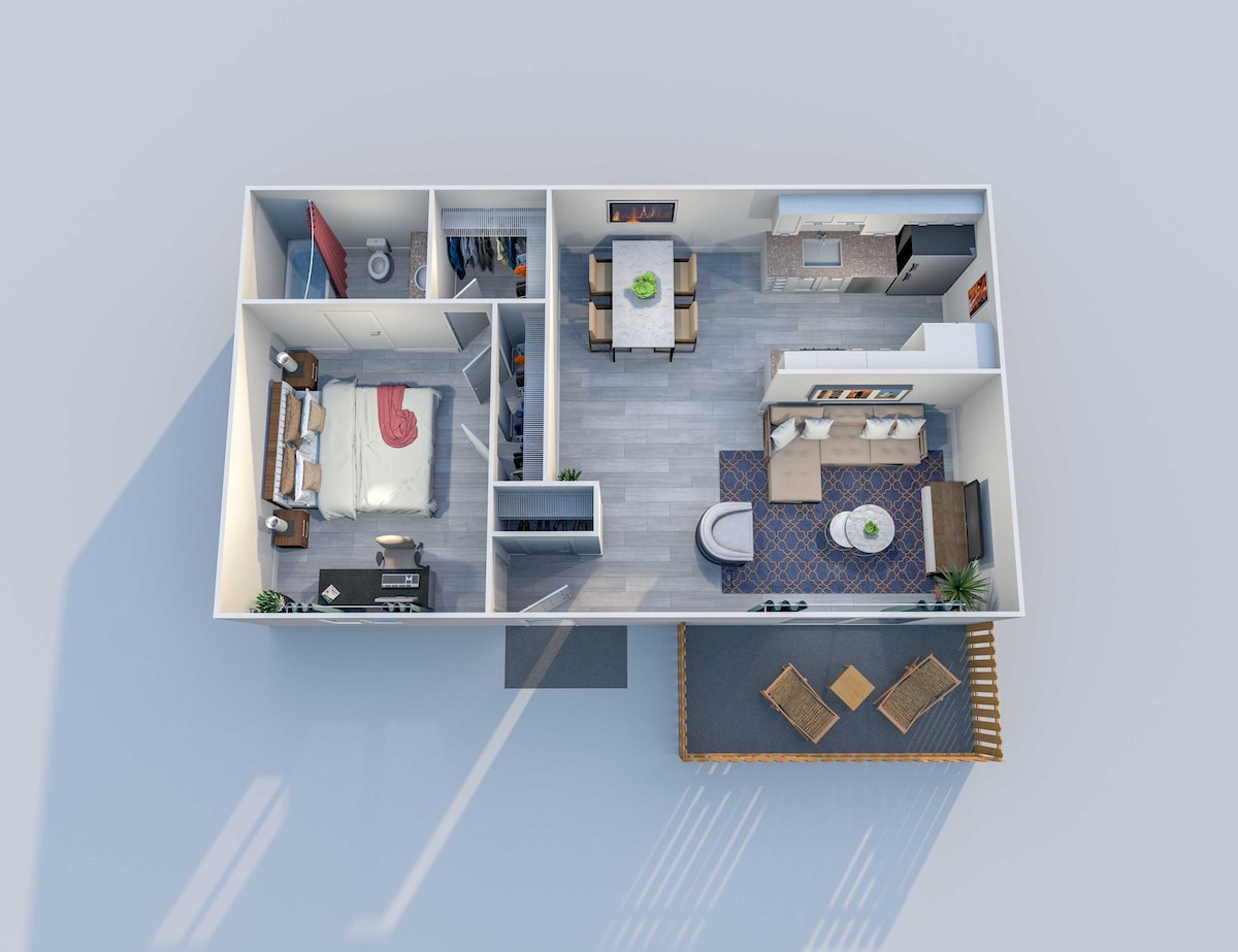 Floorplan diagram for A 1x1, showing 1 bedroom