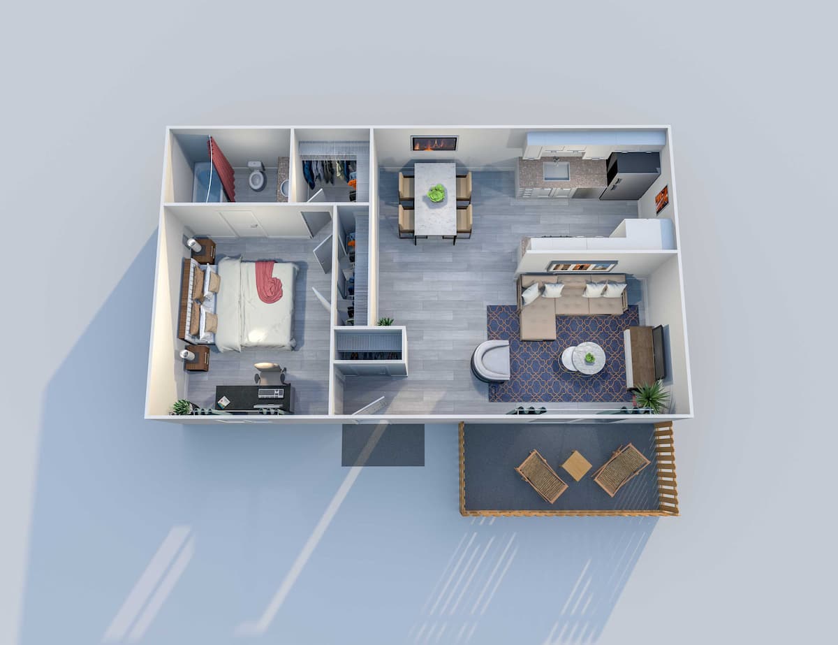 Floorplan diagram for A 1x1, showing 1 bedroom