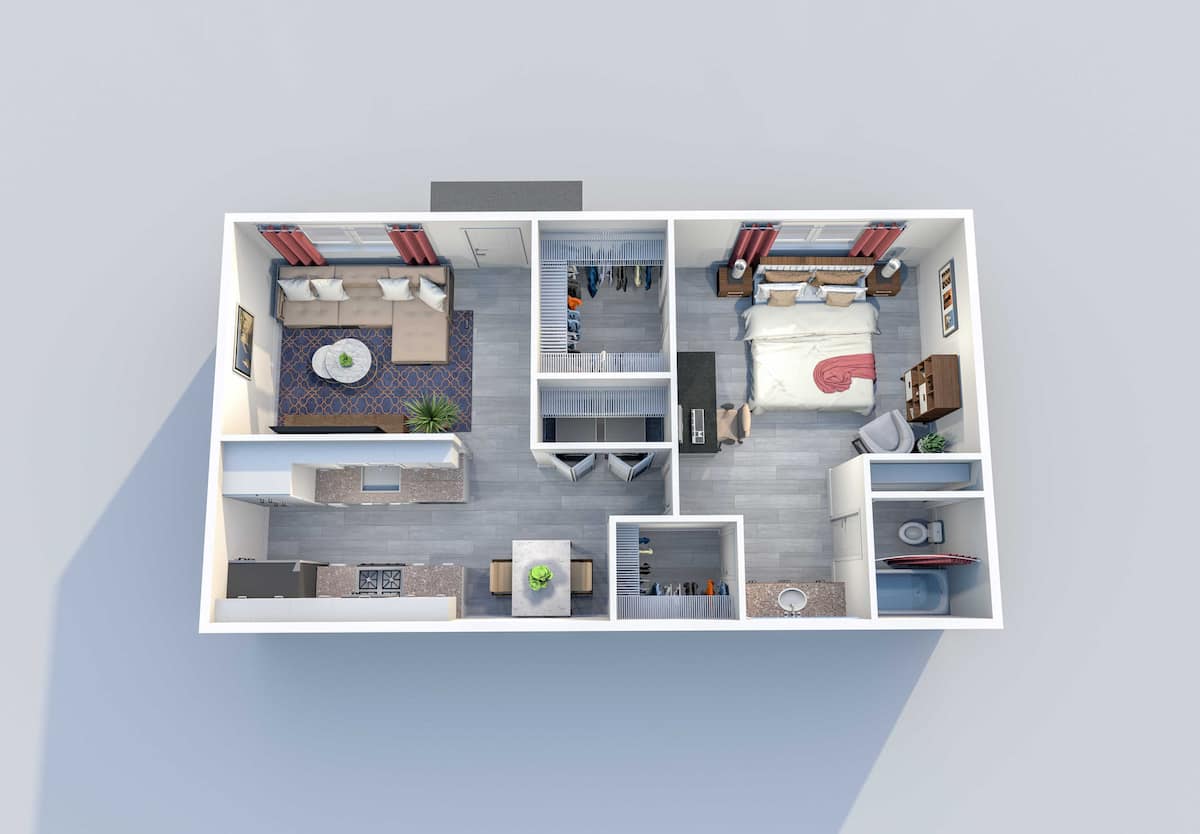 Floorplan diagram for B 1x1, showing 1 bedroom