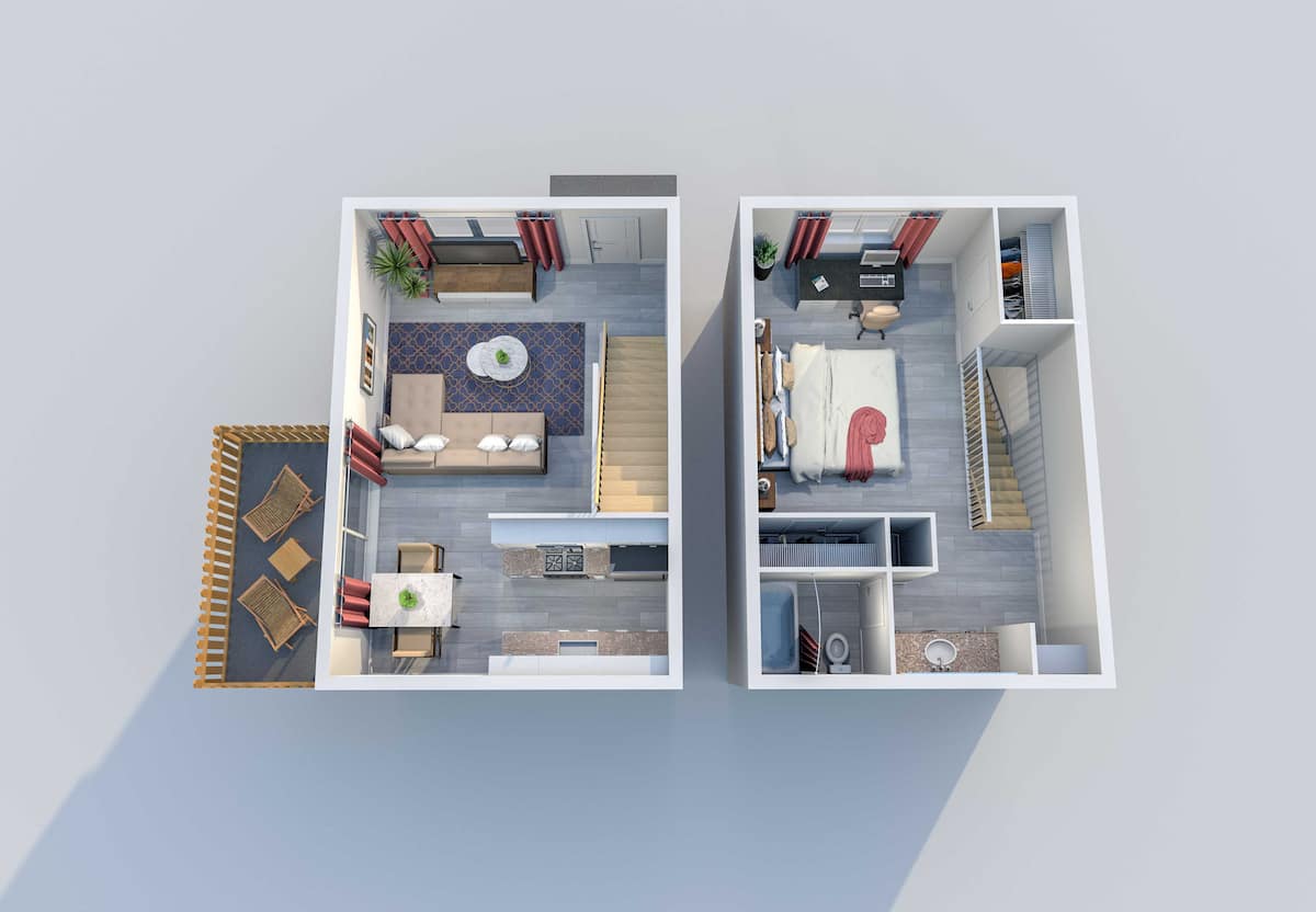 Floorplan diagram for C-TH 1x1, showing 1 bedroom
