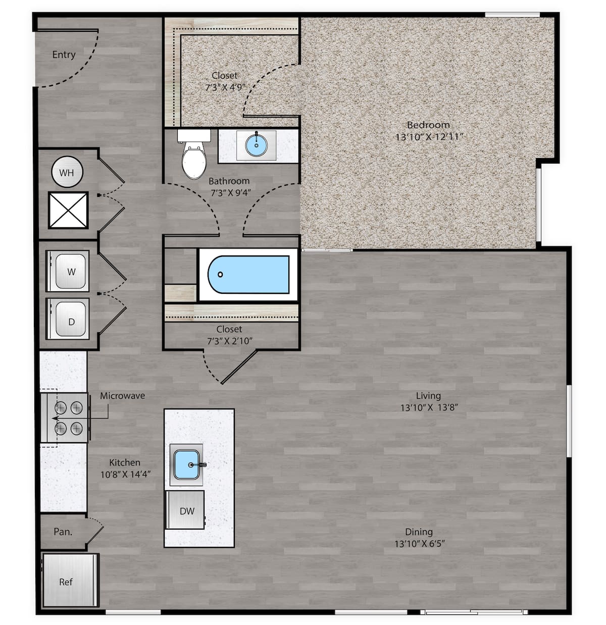 Floorplan diagram for A2, showing 1 bedroom