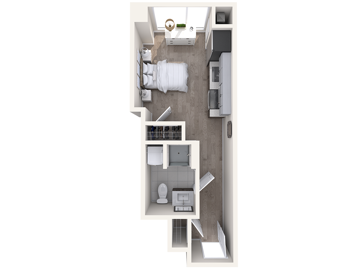 Floorplan diagram for Watermark B1-S.6, showing Studio