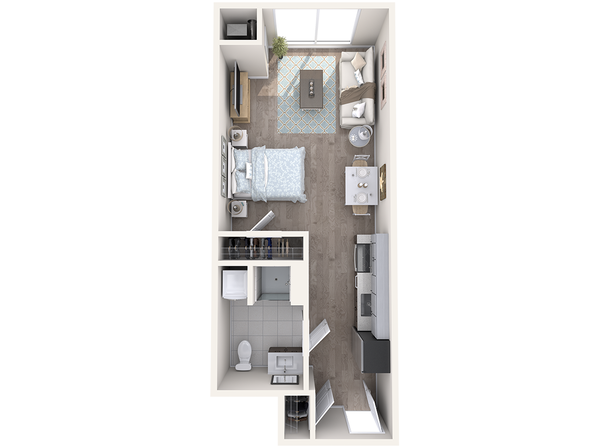 Floorplan diagram for Watermark B1-S18, showing Studio