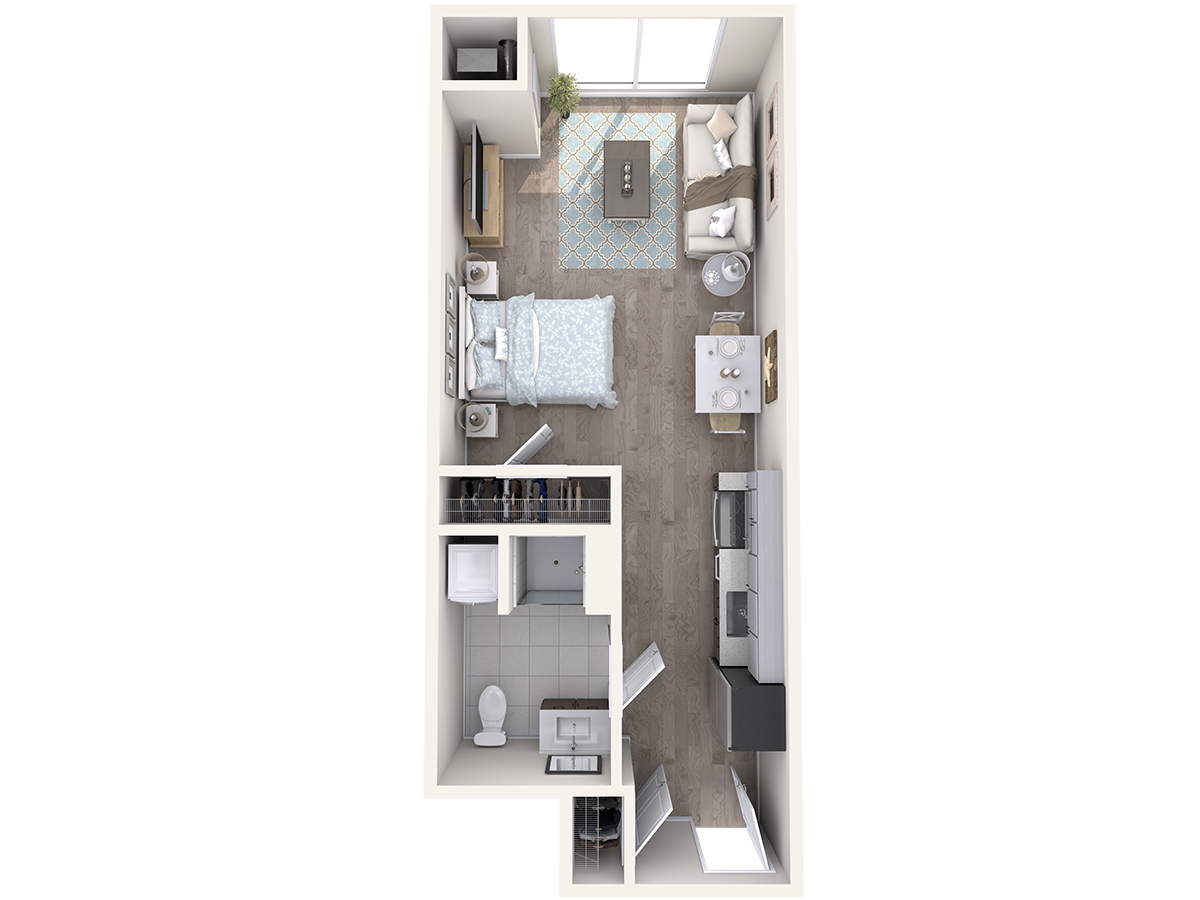 Floorplan diagram for Watermark B1-S19, showing Studio