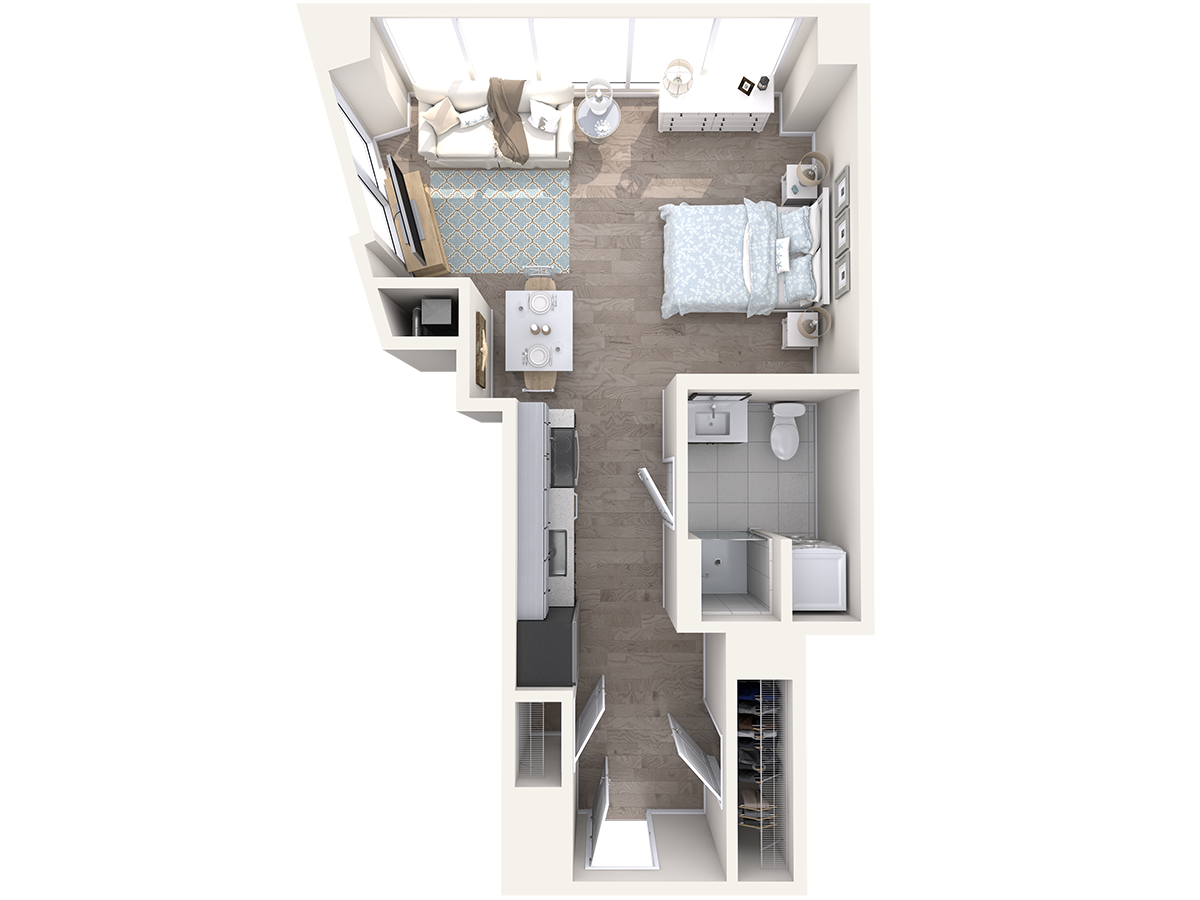 Floorplan diagram for Watermark B1-S21, showing Studio