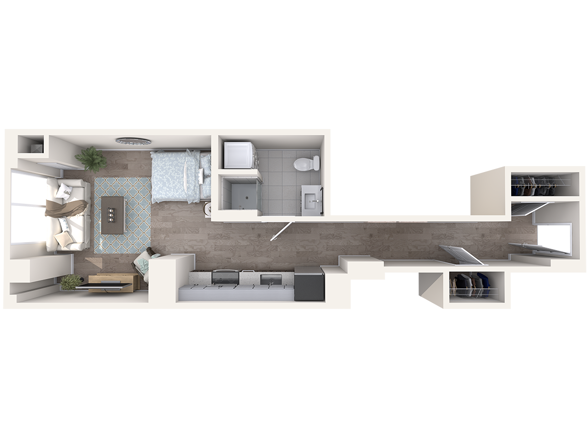 Floorplan diagram for Watermark B1-S22, showing Studio