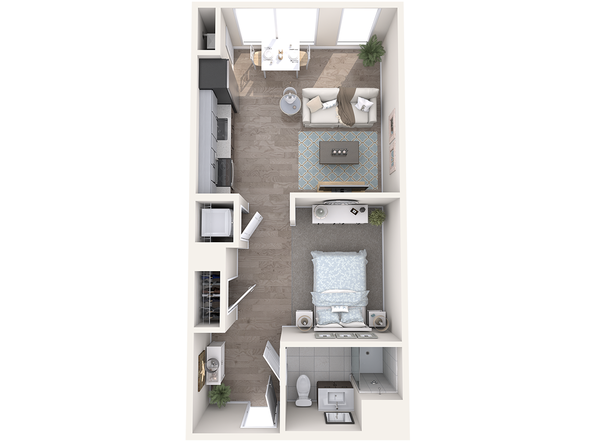 Floorplan diagram for Watermark B1-L1.2, showing 1 bedroom