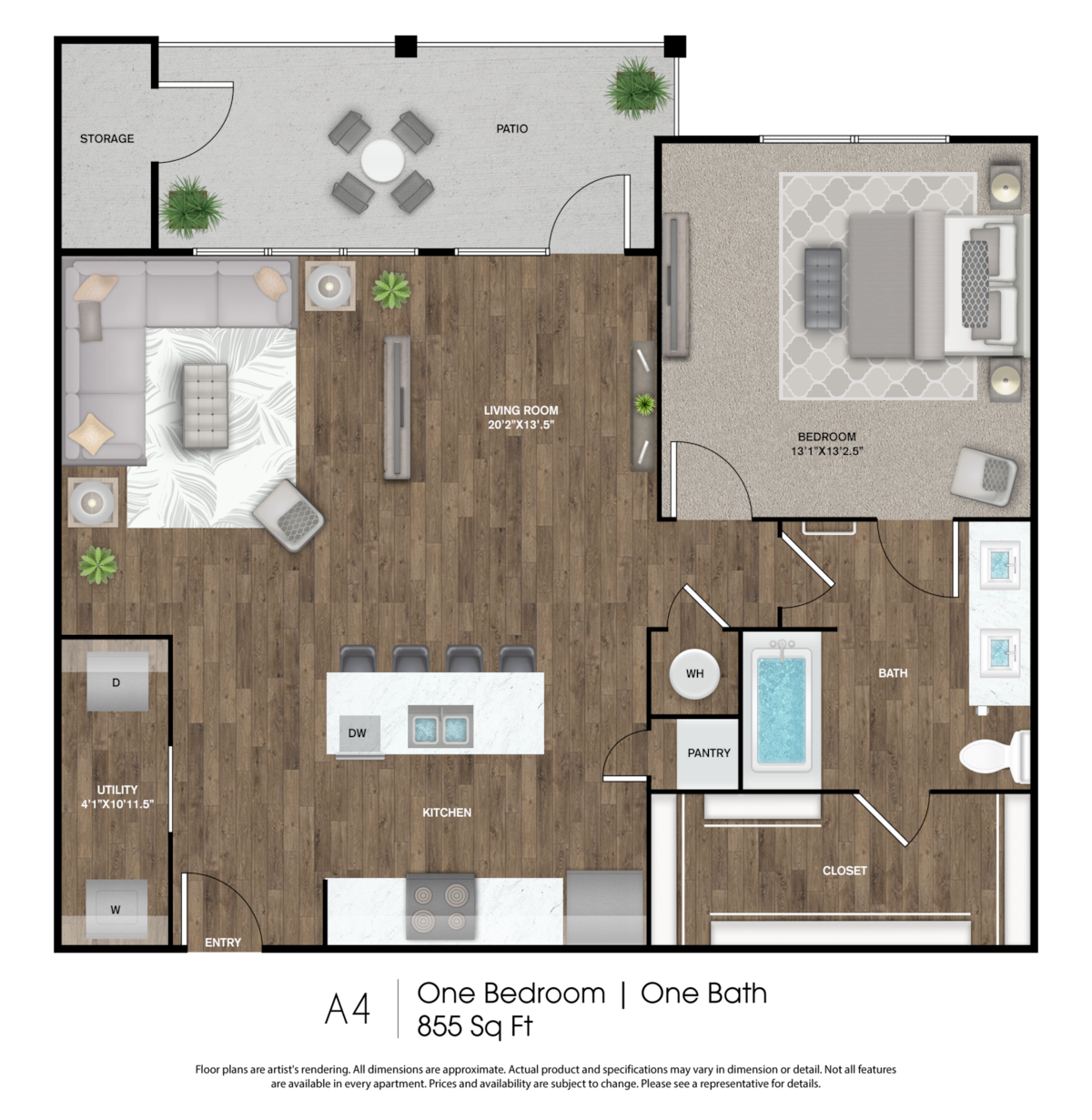 Floorplan diagram for A4, showing 1 bedroom