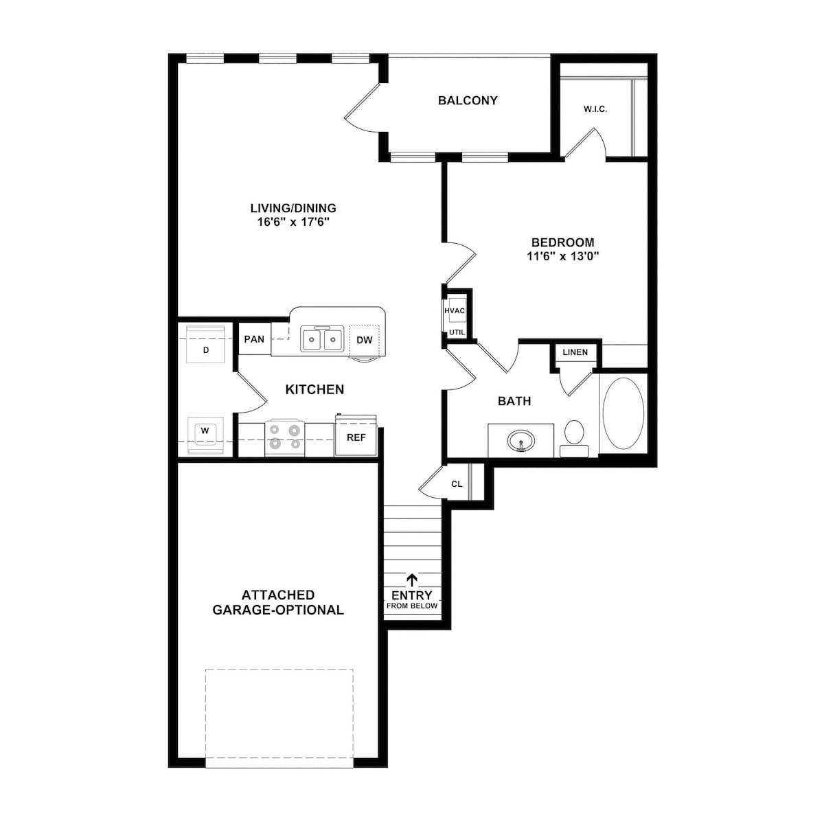Floorplan diagram for Brookville Upper , showing 1 bedroom