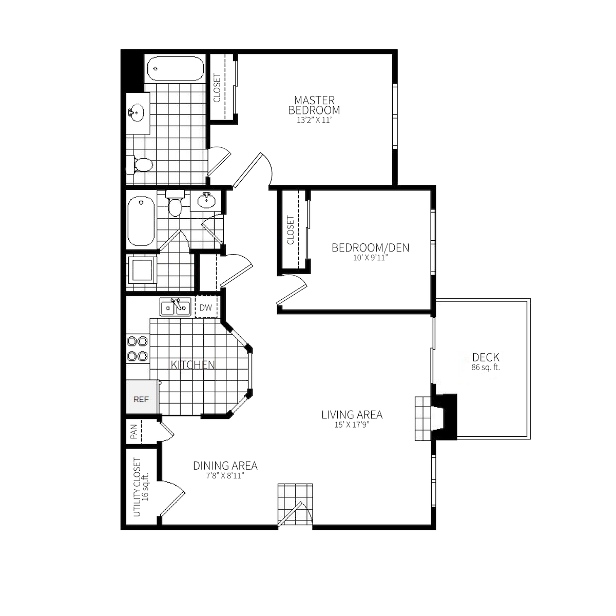 Floorplan diagram for B1, showing 2 bedroom