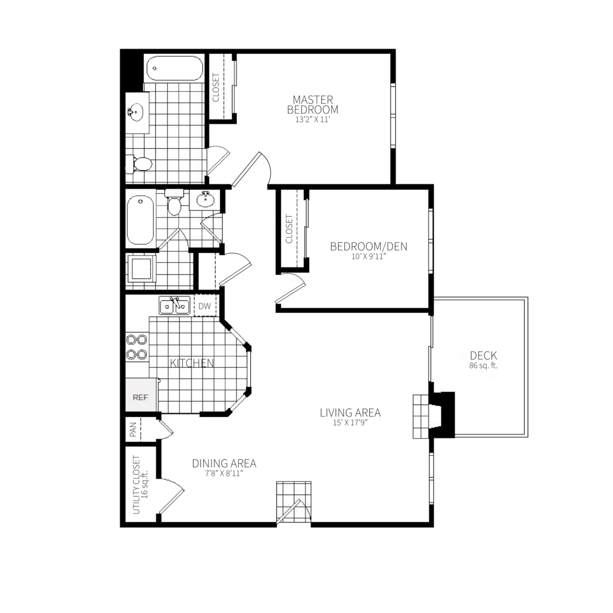 Floorplan diagram for B1, showing 2 bedroom