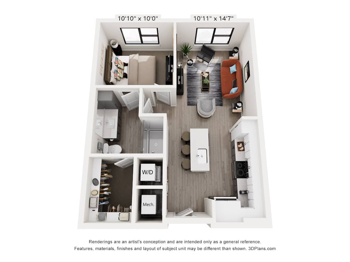 Floorplan diagram for A1, showing 1 bedroom