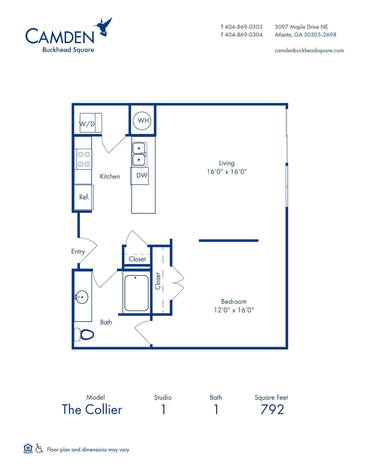 Floorplan diagram for Collier, showing Studio