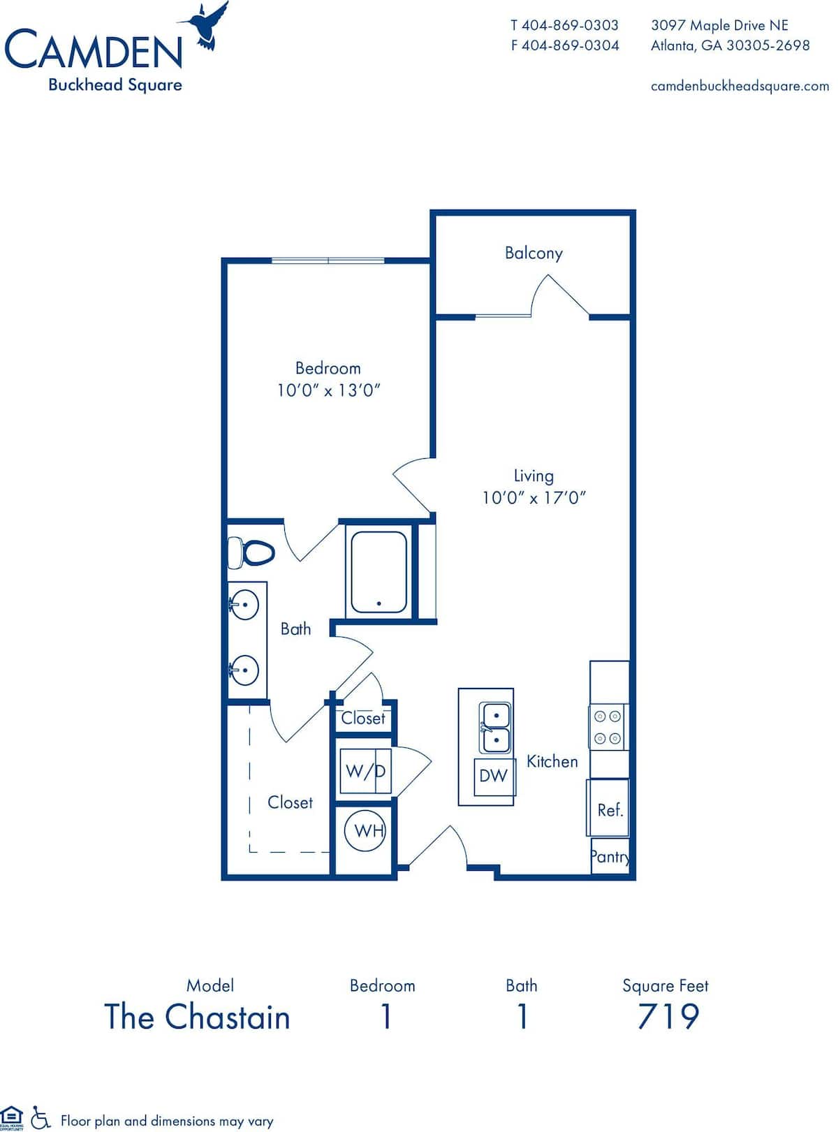 Floorplan diagram for Chastain, showing 1 bedroom