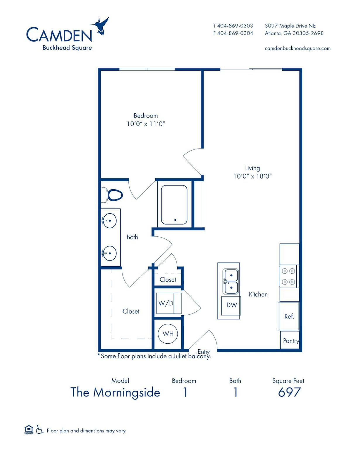 Floorplan diagram for Morningside, showing 1 bedroom