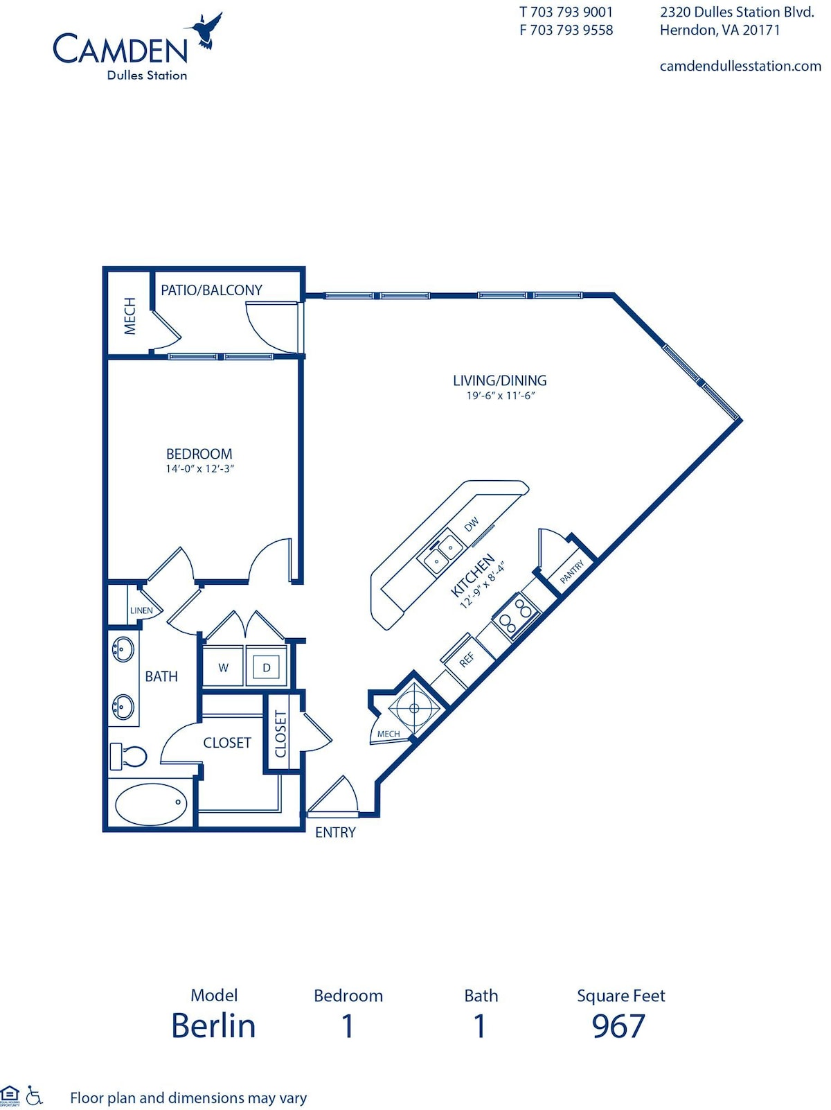 Floorplan diagram for Berlin, showing 1 bedroom