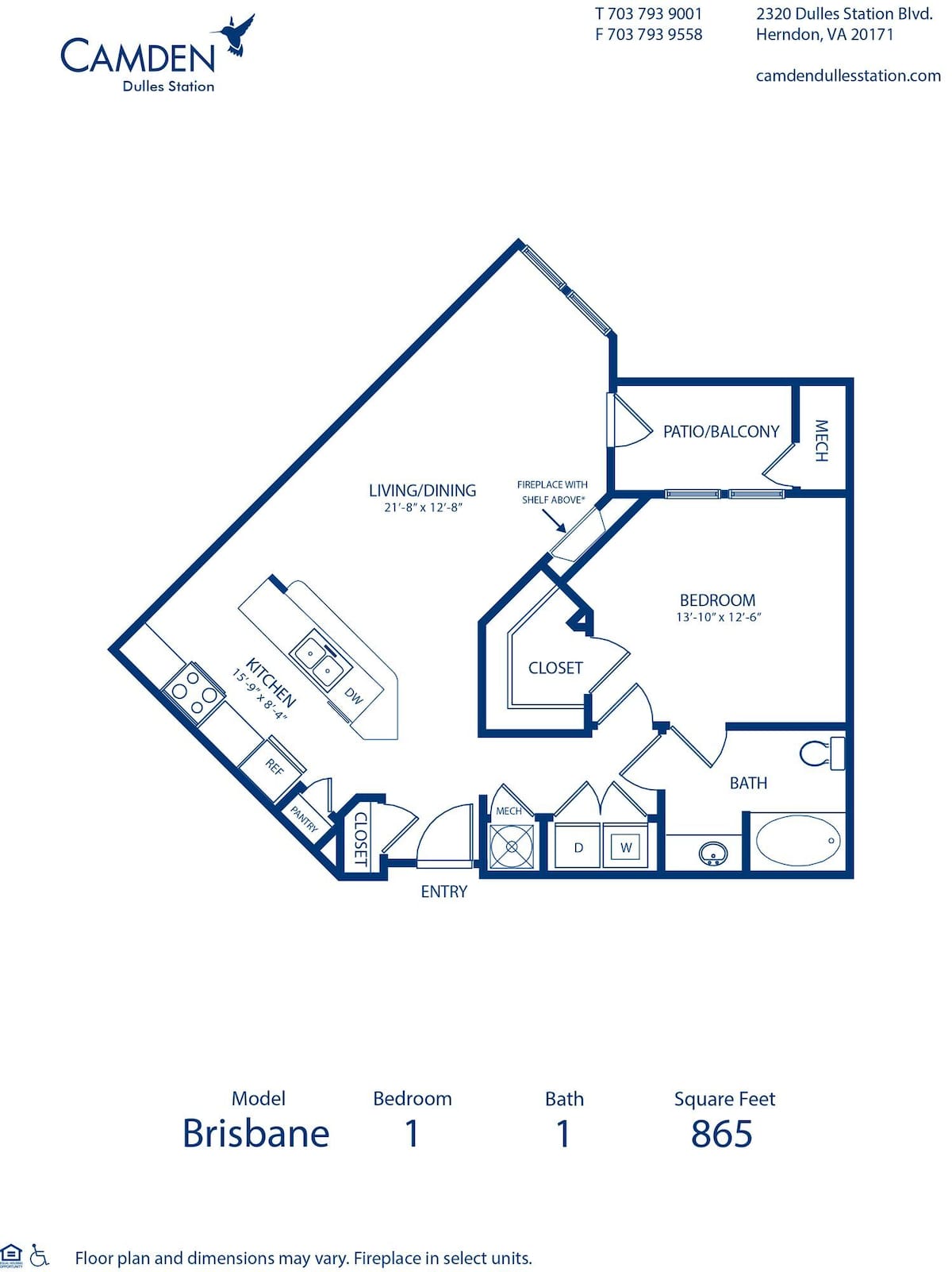Floorplan diagram for Brisbane, showing 1 bedroom