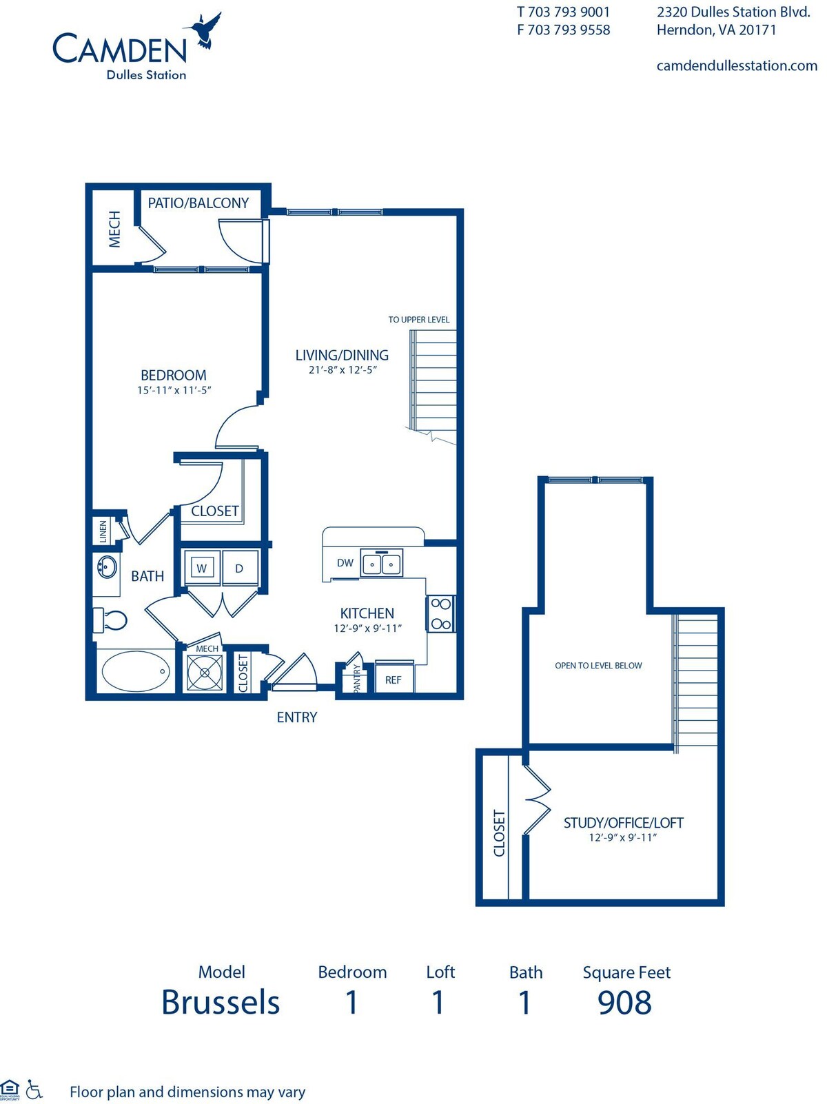 Floorplan diagram for Brussels, showing 1 bedroom