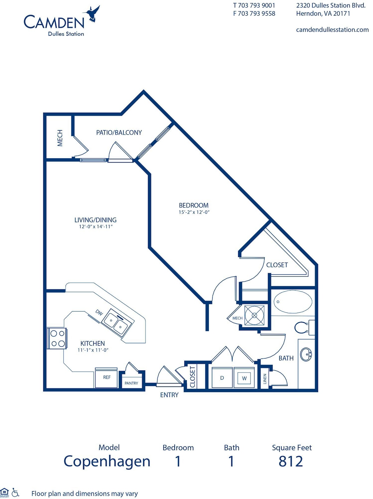 Plattegrond voor Copenhagen, met 1 slaapkamer