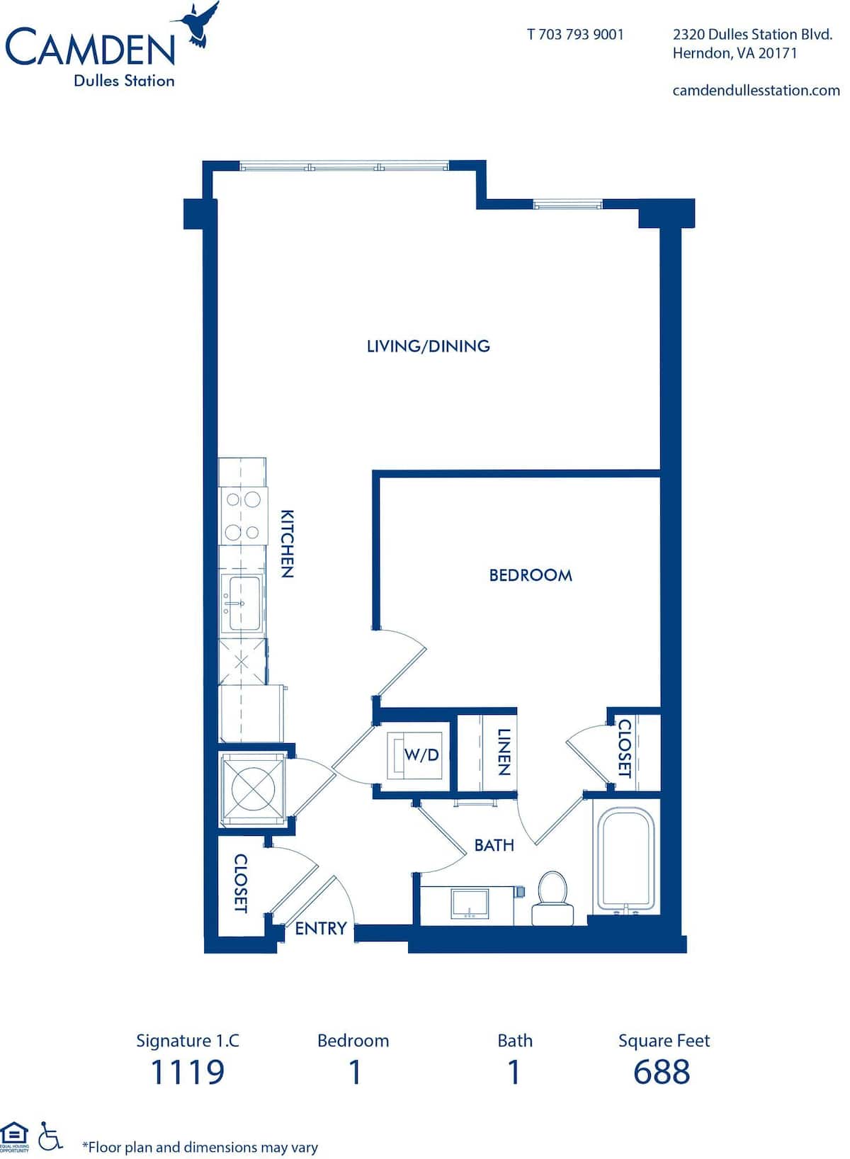 Floorplan diagram for Signature 1.C, showing 1 bedroom