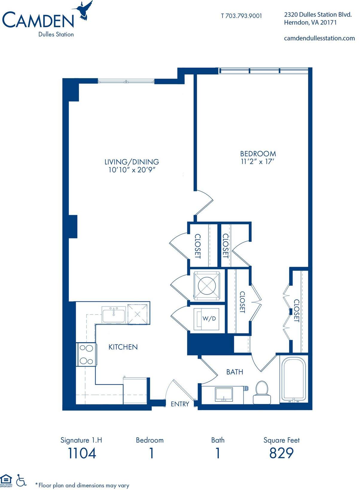 Floorplan diagram for Signature 1.H, showing 1 bedroom
