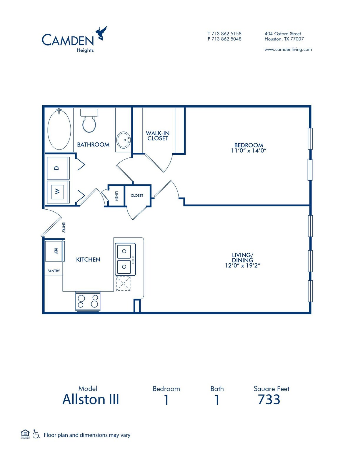 Plano de The Allston III, que muestra 1 habitación