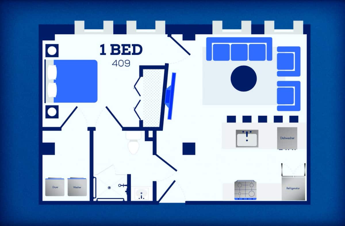 Floorplan diagram for 1009, showing 1 bedroom