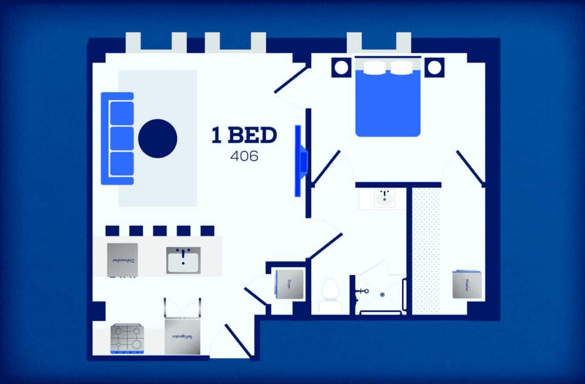 Floorplan diagram for 606, showing 1 bedroom