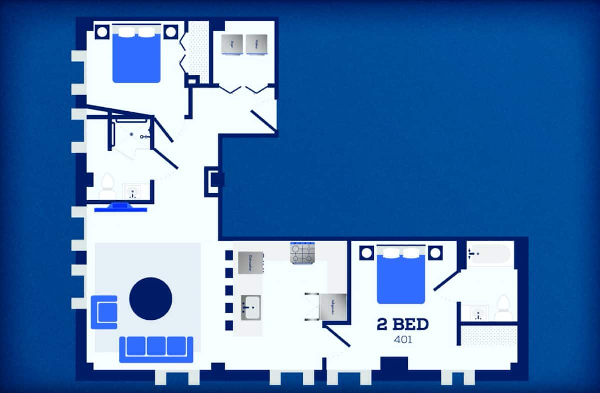 Floorplan diagram for 701, showing 2 bedroom