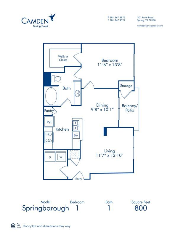 Floorplan diagram for Spring Borough, showing 1 bedroom