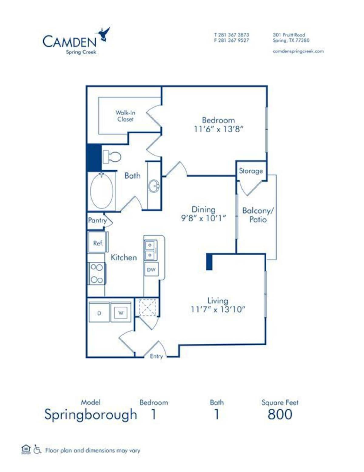 Floorplan diagram for Spring Borough, showing 1 bedroom