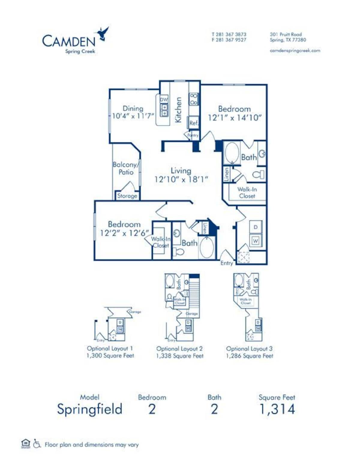 Floorplan diagram for Springfield 5, showing 2 bedroom