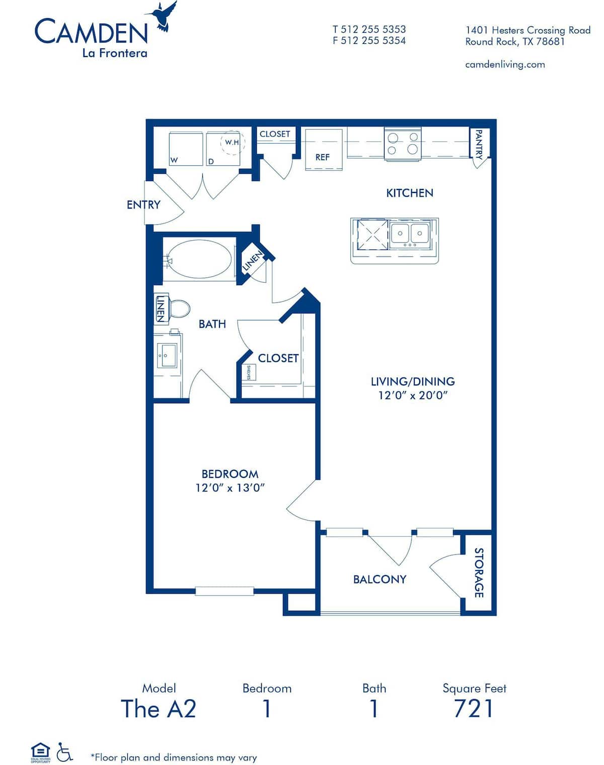 Floorplan diagram for A2, showing 1 bedroom
