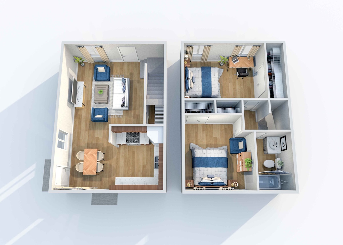 Floorplan diagram for B2 - TH, showing 2 bedroom